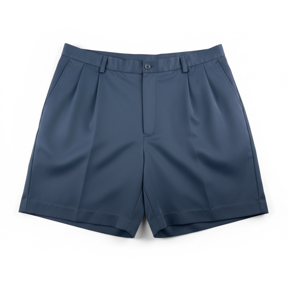 IZOD XFG Mens Navy Blue Pleated Dress Shorts Size 42 Polyester Casual Golf